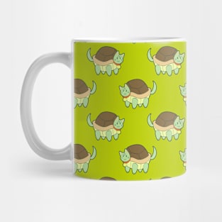 Cat Turtle Lime Green Pattern Mug